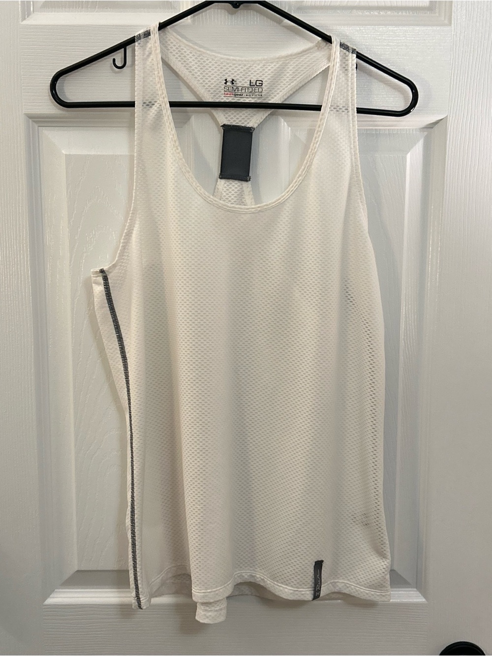 Under Armour White HeatGear Mesh Racerback Tank Top - Size LG